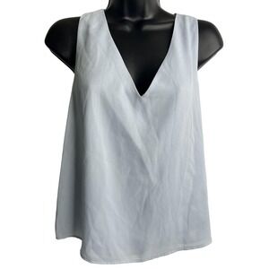 Aqua Tank Top Womens Large Light Blue Sleeveless V Neck Blouse Bloomingdales USA